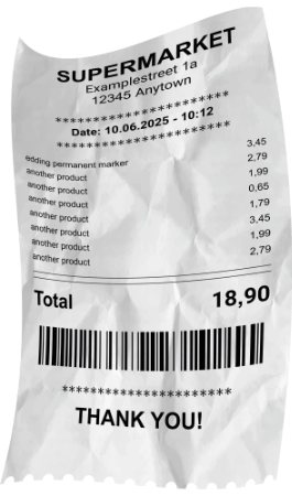 Kassenbon zerknittert